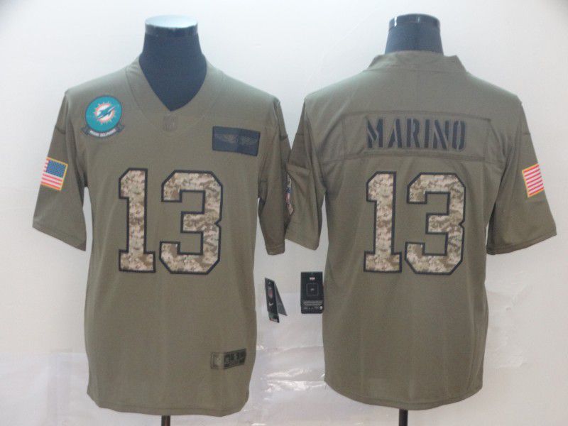 Men Miami Dolphins #13 Marino Nike 2019 Olive Camo Salute to Service Limited NFL Jerseys